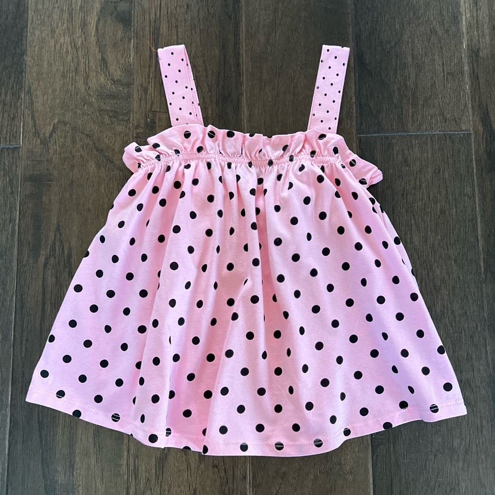 NWT Zara Girls Pink Cotton Retro Polka Dots Top Size 9 10 - Picture 3 of 11